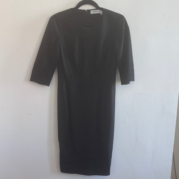 Yves Saint Laurent Black Virgin Wool Midi Dress Size 38 Made in Italy - Picture 1 of 8